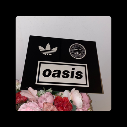 Adidas Oasis Live 25 Black & Cream Metal Bar Sign 15cm x 20cm