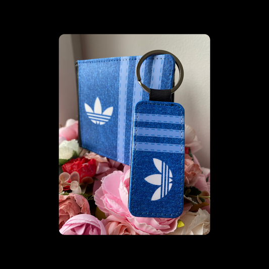 Adidas Jeans Denim Style PU Material Wallet & Keyring