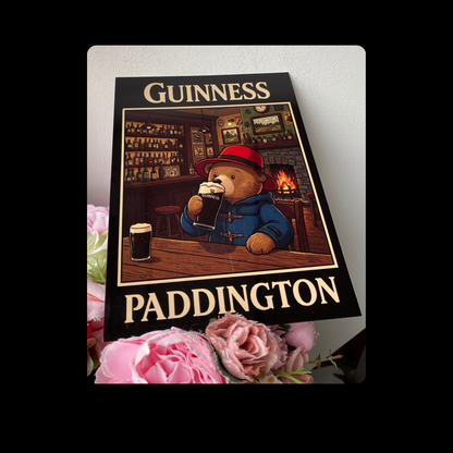 Paddington Bear Guinness Metal Bar Sign 15cm x 20cm