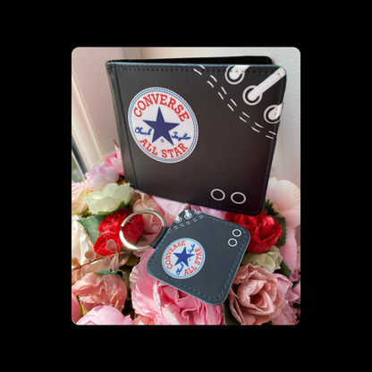 Converse Black Trainer Style PU Material Wallet & Keyring