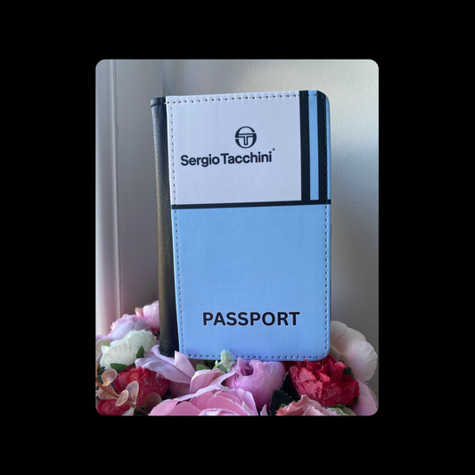Sergio Tacchini Blue and White 80’s Football Casual Terrace Culture Style PU Material Passport Holder