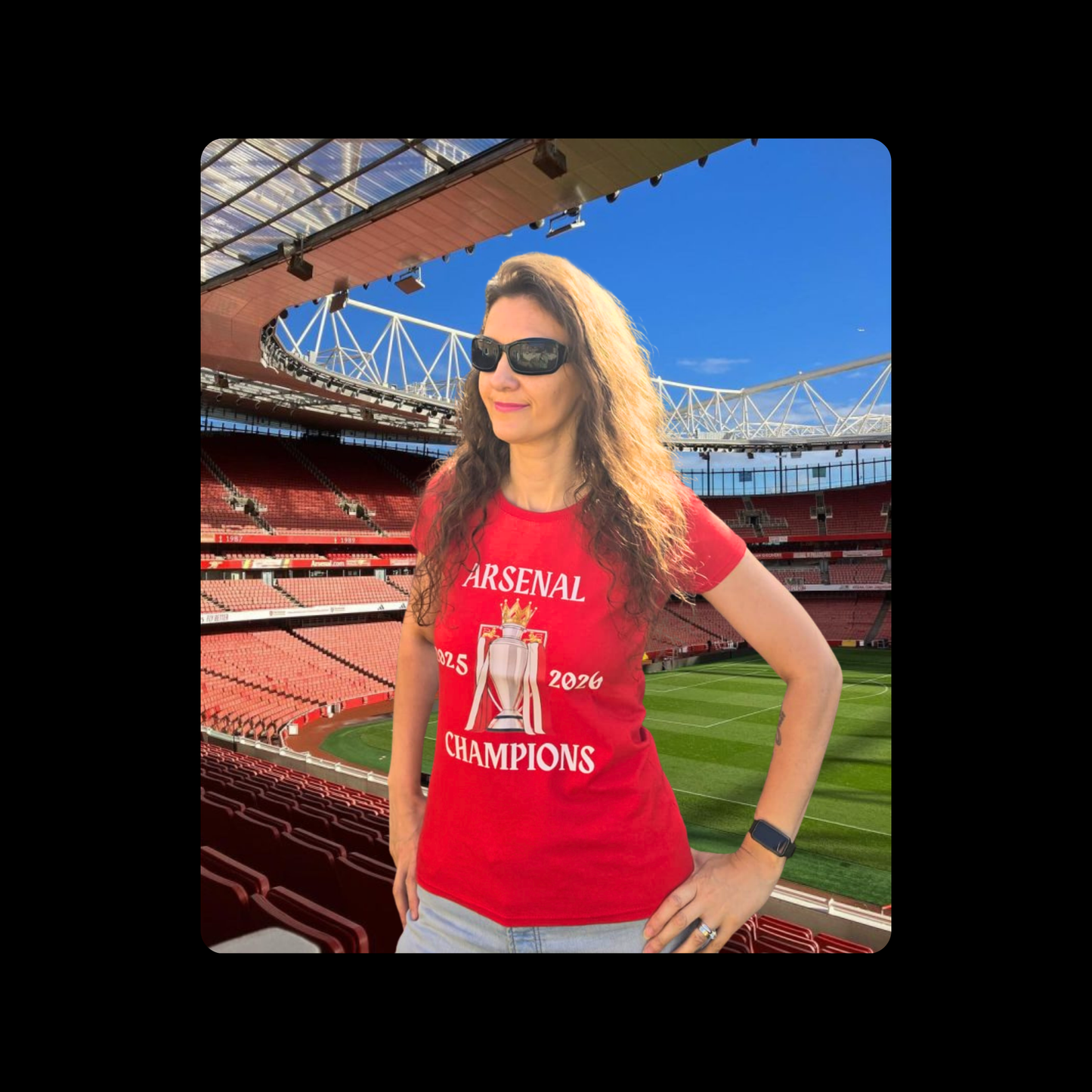 Arsenal Champions White Text Short Sleeved 100% Cotton Red T-Shirt