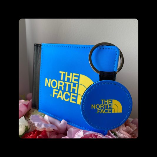 The North Face Blue & Yellow PU Material Wallet & Keyring