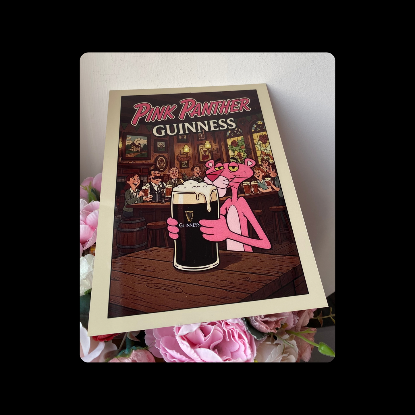 Pink Panther Guinness Metal Bar Sign 15cm x 20cm