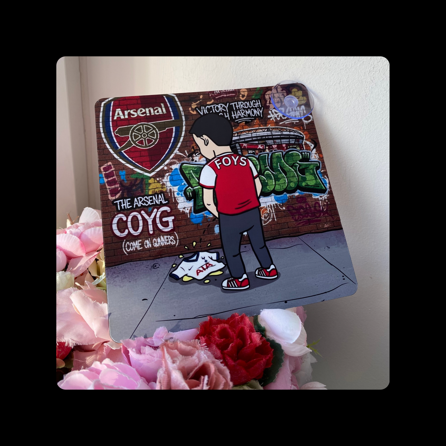 Arsenal FOYS Street Art Window Sign 14cm x 14cm (Includes Suction Hook)