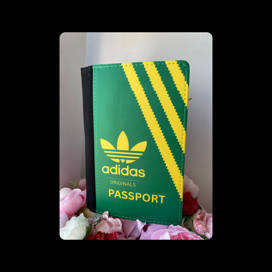 Adidas Originals Green & Yellow Shoebox Style PU Material Passport Holder