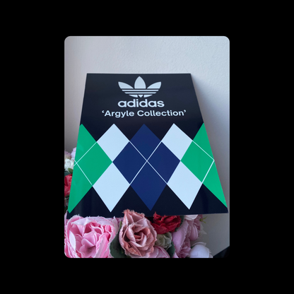Adidas Originals Argyle Golf 80’s Football Casual Style Navy/Black Metal Bar Sign 15cm x 20cm
