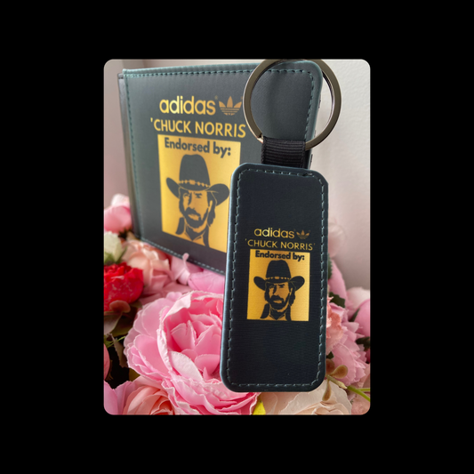 Adidas Endorsed By Chuck Norris Black & Gold PU Material Wallet & Keyring