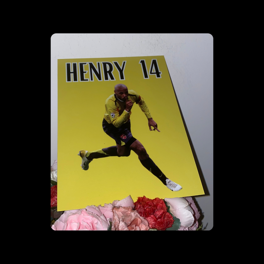 Arsenal Thierry Henry 14 Yellow Metal Bar Sign 15cm x 20cm