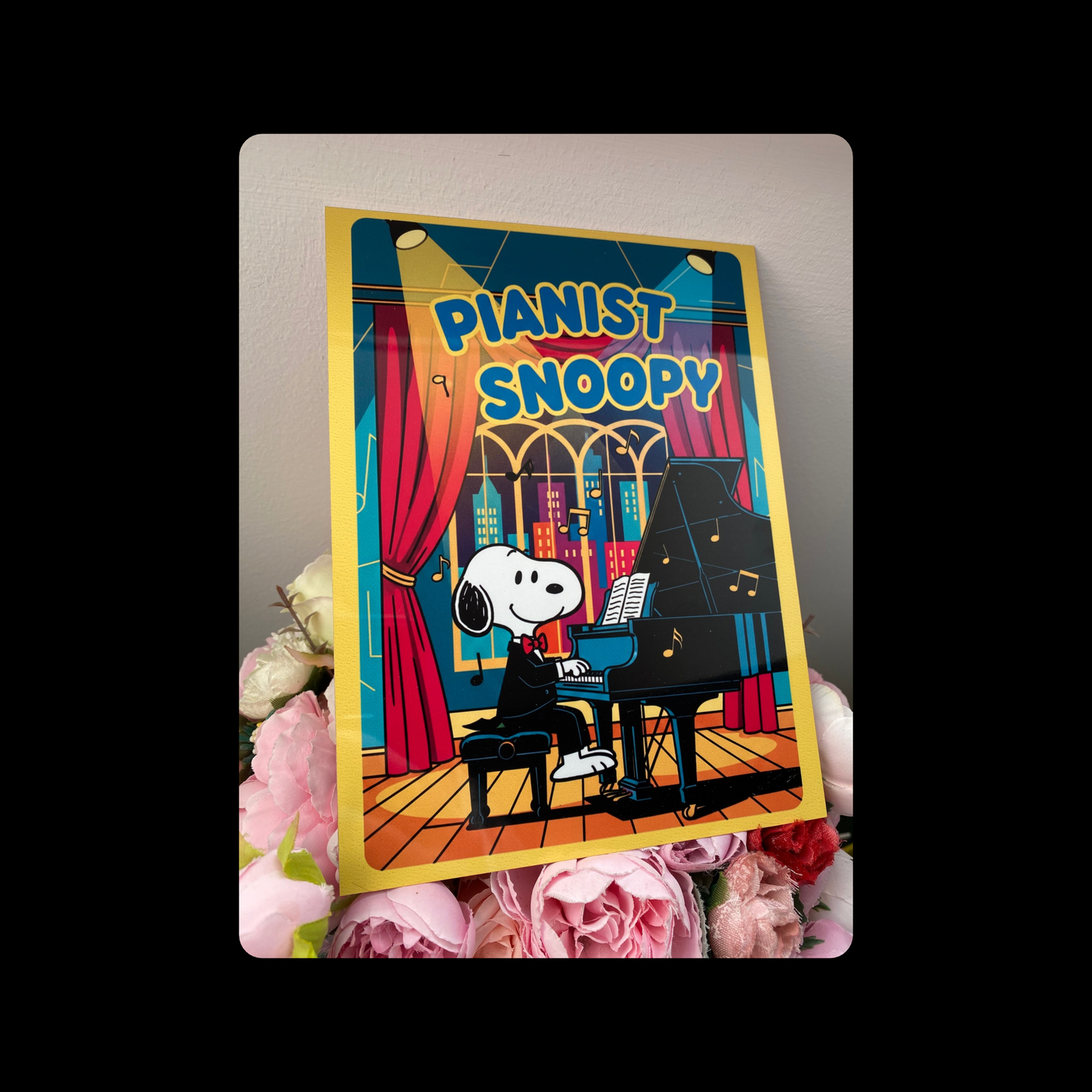 Snoopy Pianist Metal Bar Sign 15cm x 20cm