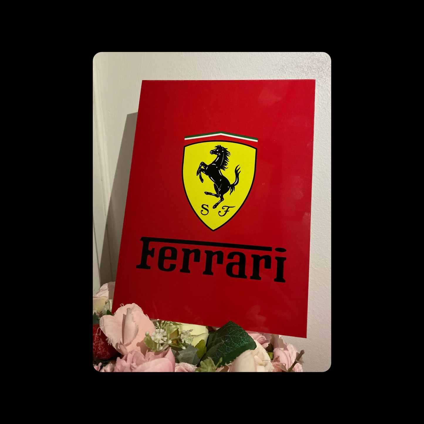 Ferrari Red Metal Bar Sign 15cm x 20cm