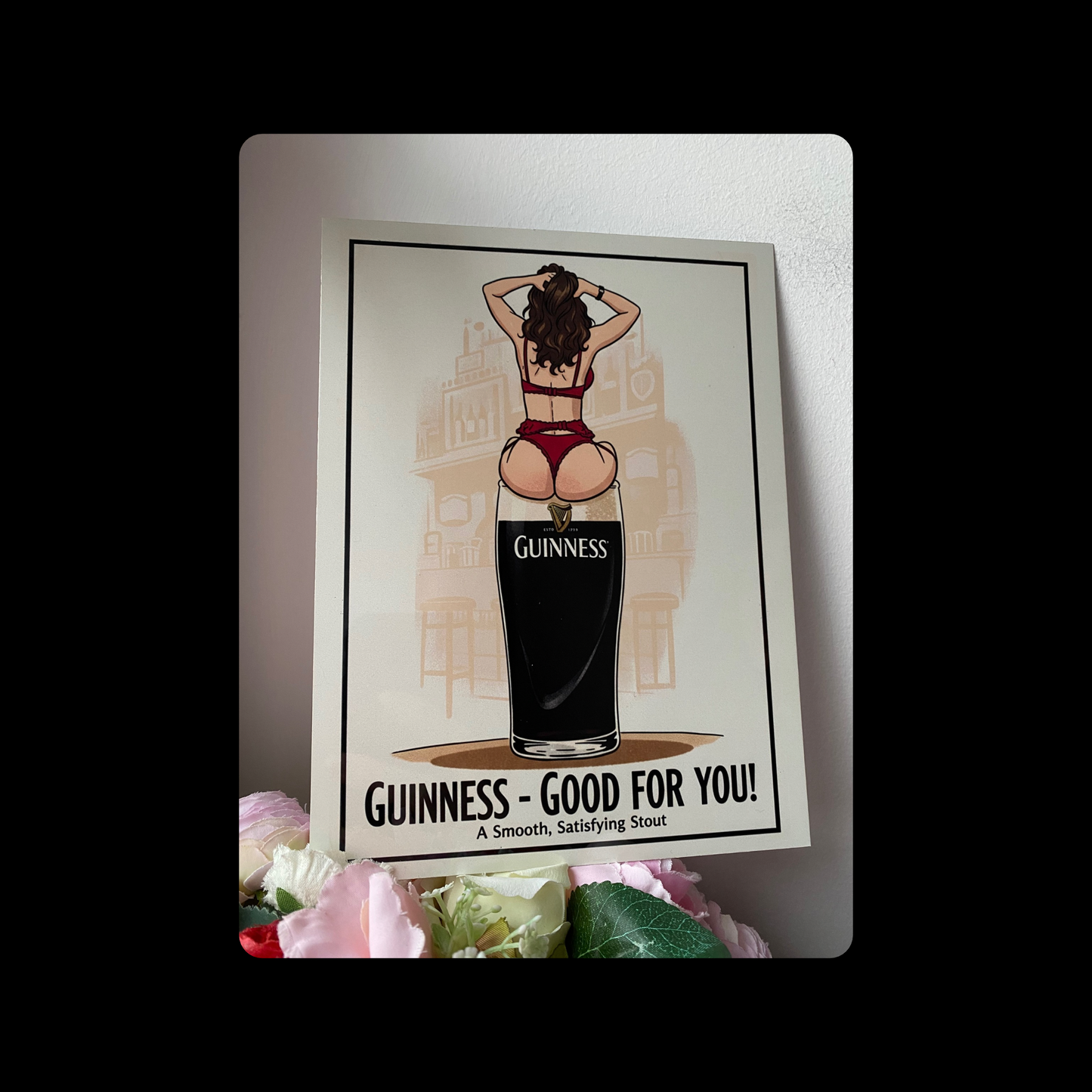 Guinness Good For You Pin Up Girl Metal Bar Sign 15cm x 20cm