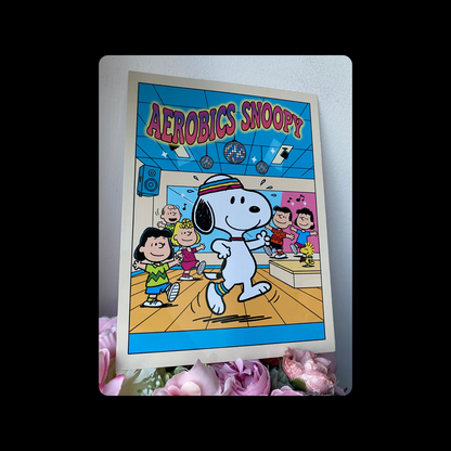 Snoopy Aerobics Metal Bar Sign 15cm x 20cm