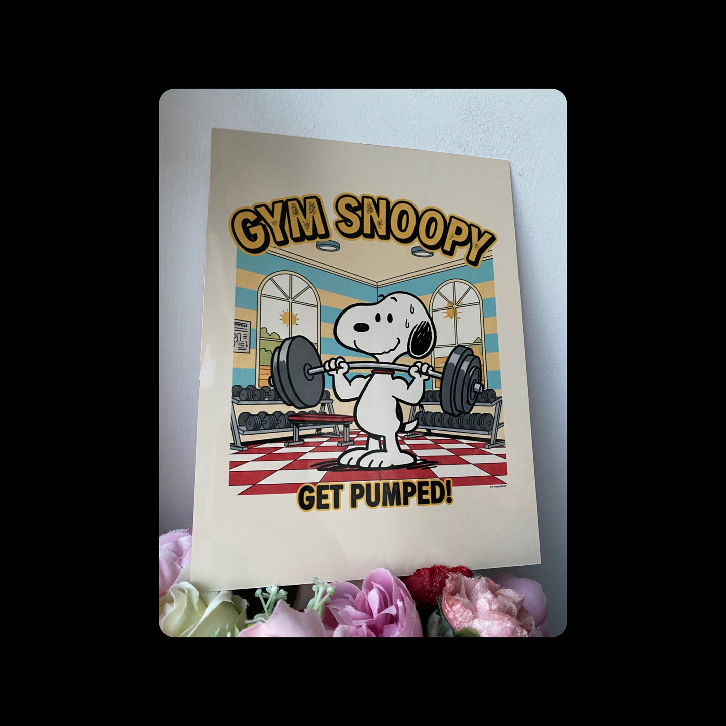 Snoopy Gym Metal Bar Sign 15cm x 20cm