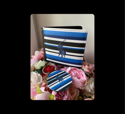 Ralph Lauren Striped PU Material Wallet & Keyring