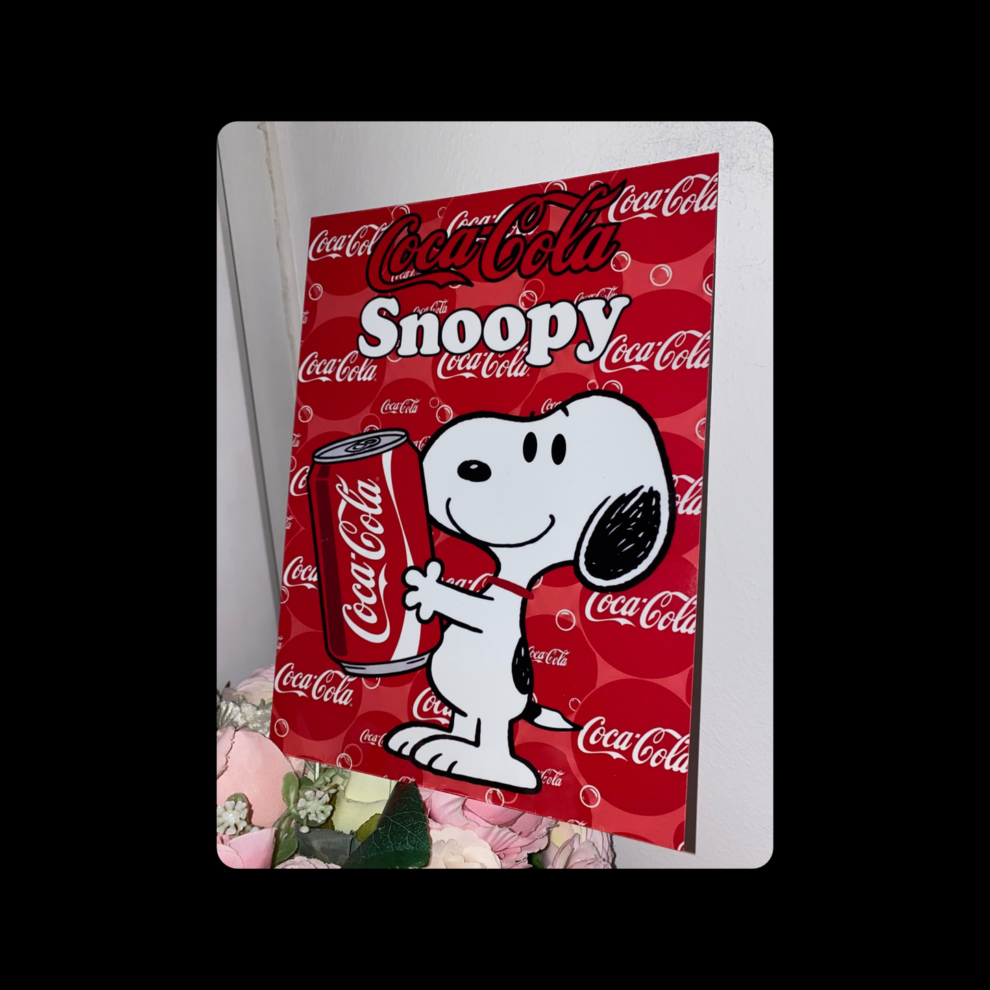 Snoopy Coca-Cola Metal Bar Sign 15cm x 20cm