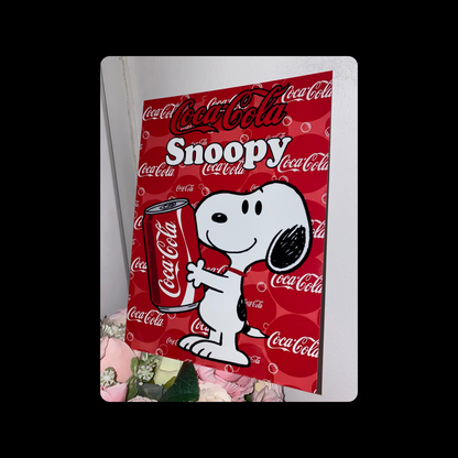 Snoopy Coca-Cola Metal Bar Sign 15cm x 20cm