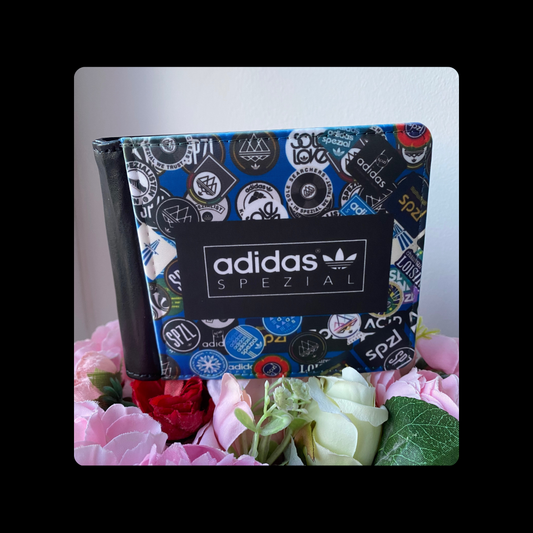 Adidas Spezial Logo Collage Blue Background PU Material Wallet