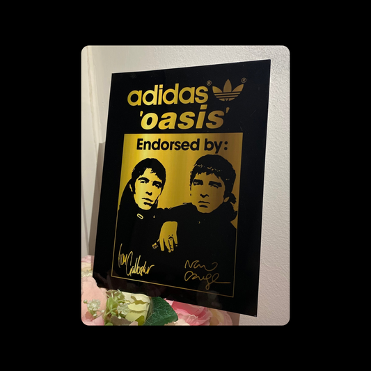 Adidas Oasis Black & Gold Metal Bar Sign 15cm x 20cm