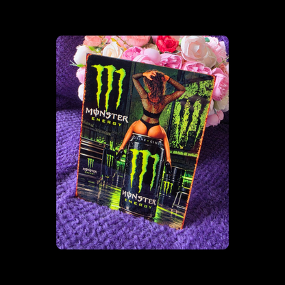 Monster Energy Drink Pin Up Girl Metal Bar Sign 15cm x 20cm