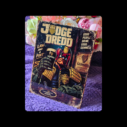Judge Dredd Guinness Metal Bar Sign 15cm x 20cm