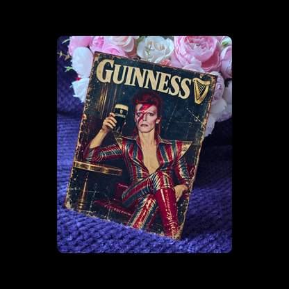 David Bowie Guinness Metal Bar Sign 15cm x 20cm
