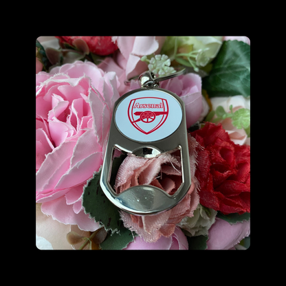 Arsenal Badge Red & White Metal Keyring Bottle Opener 5cm x 2.7cm