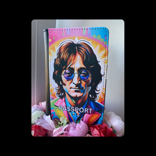 John Lennon Pop Art PU Material Passport Holder