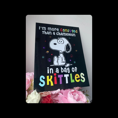 Snoopy Confused Chameleon Metal Bar Sign 15cm x 20cm