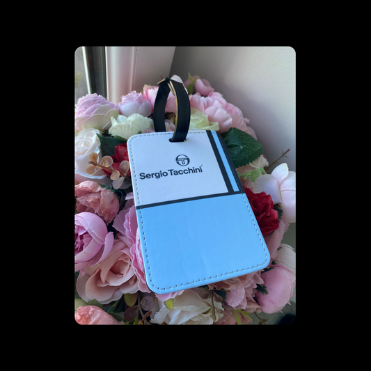 Sergio Tacchini White & Blue 80’s Football Casual Terrace Culture Style PU Material Luggage Tag