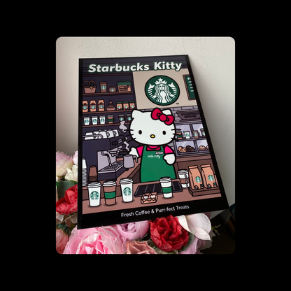 Hello Kitty Starbucks Metal Bar Sign 15cm x 20cm