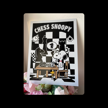 Snoopy Chess Metal Bar Sign 15cm x 20cm