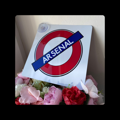 Arsenal Tube Station Metal Window Sign 14cm x 14cm (Includes Suction Hook)