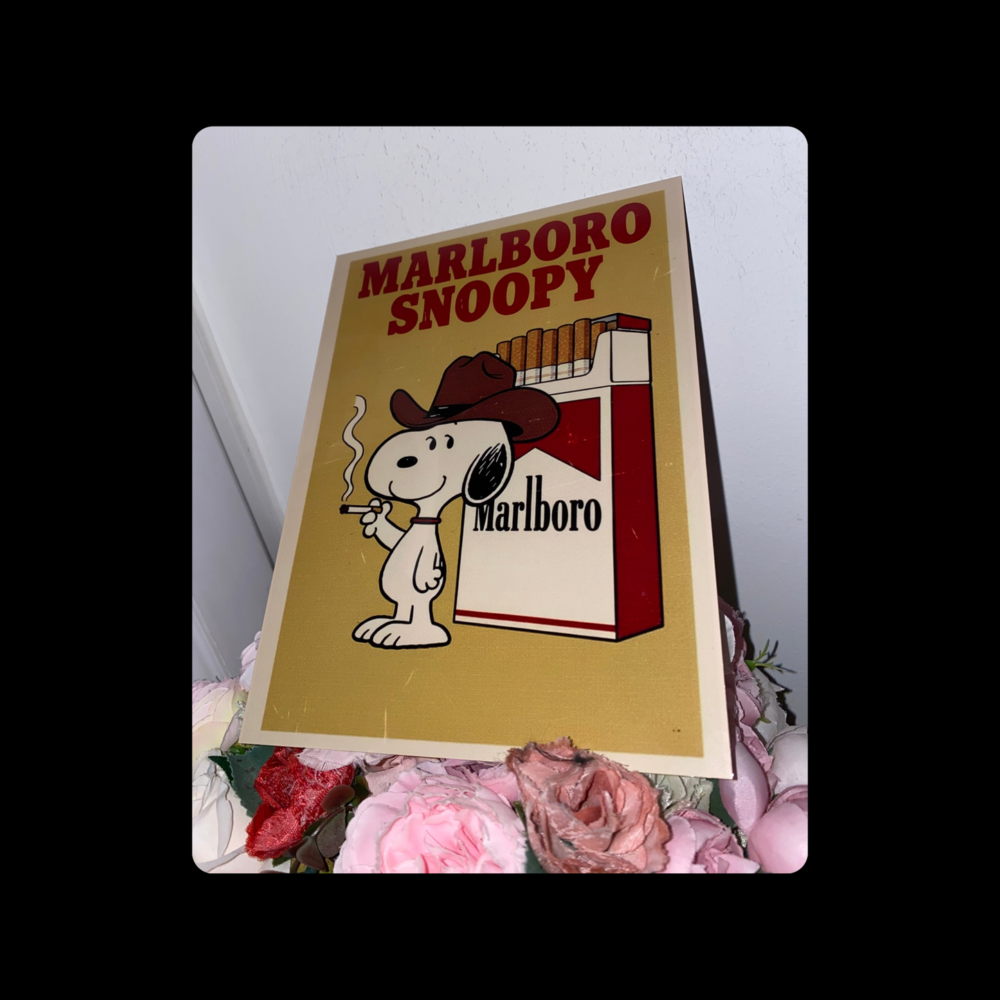 Snoopy Marlboro Cigarettes Metal Bar Sign 15cm x 20cm