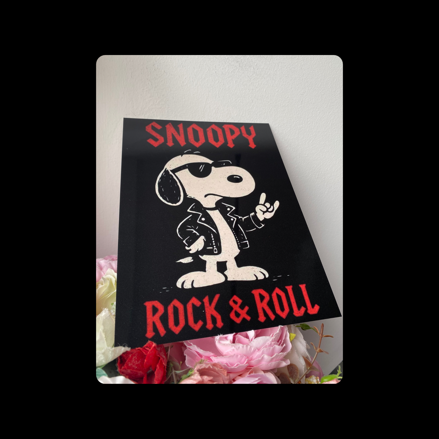 Snoopy Rock & Roll Metal Bar Sign 15cm x 20cm