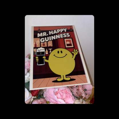 Mr Men Mr Happy Guinness Metal Bar Sign 15cm x 20cm