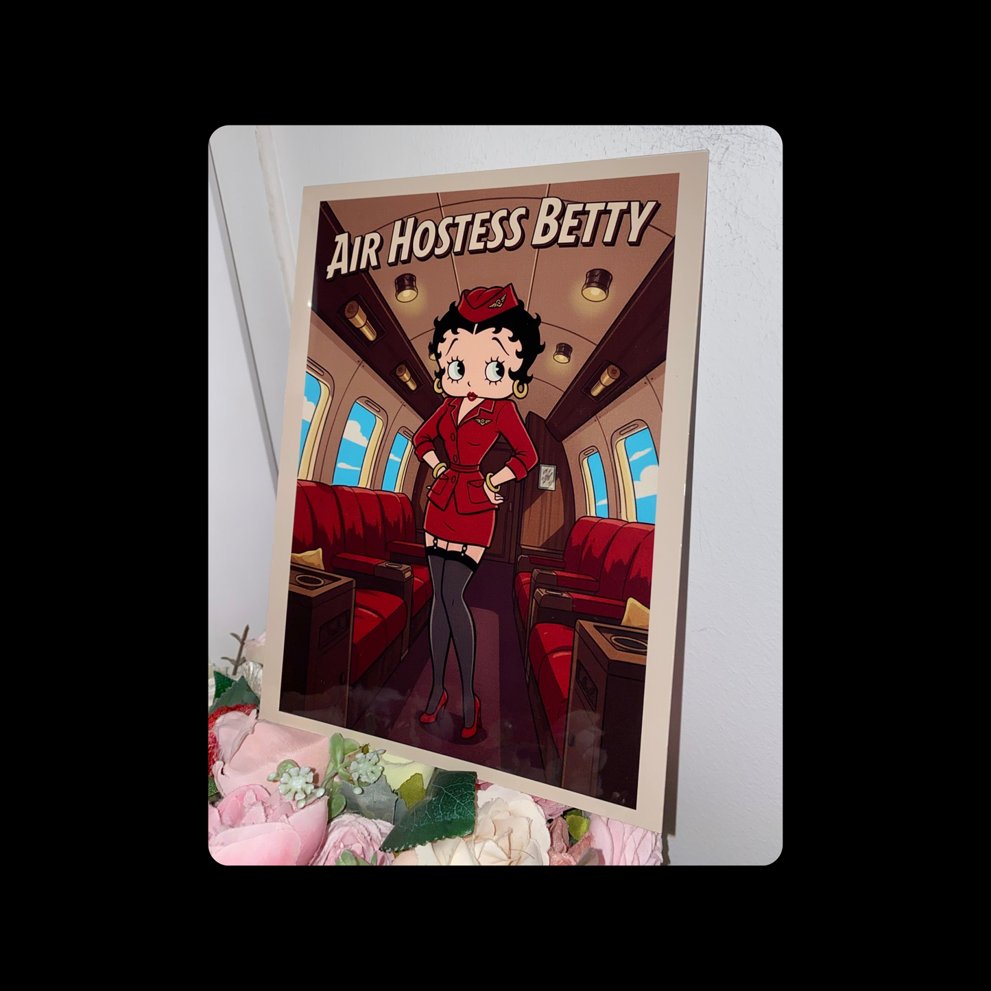 Betty Boop Air Hostess Metal Bar Sign 15cm x 20cm