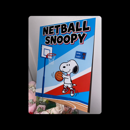 Snoopy Netball Metal Bar Sign 15cm x 20cm