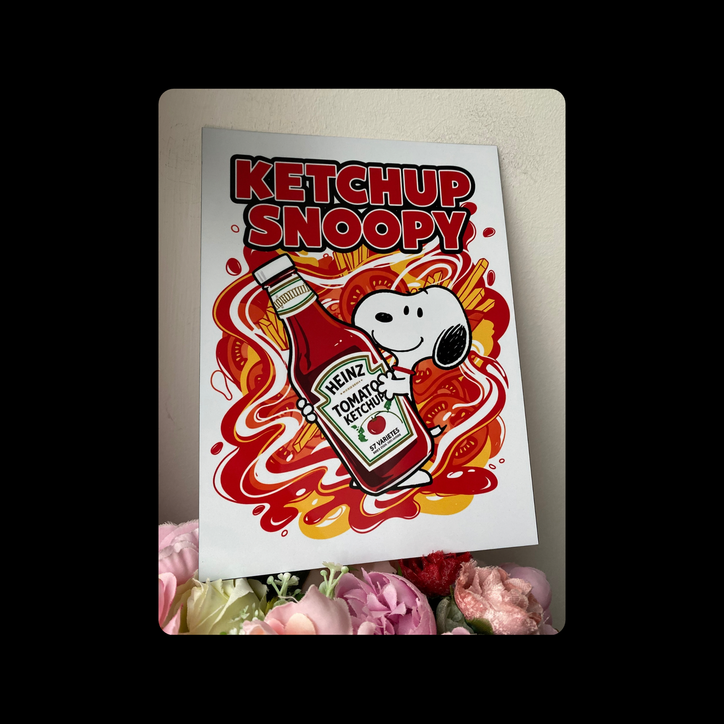 Snoopy Tomato Ketchup Metal Bar Sign 15cm x 20cm