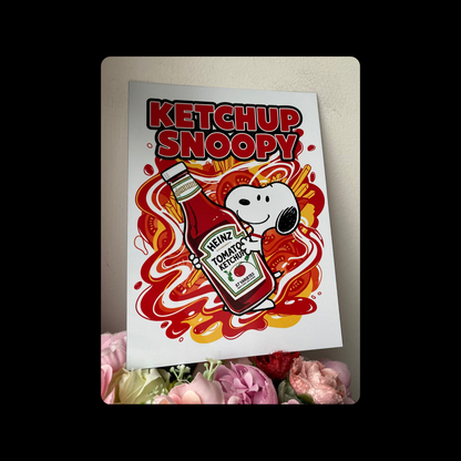 Snoopy Tomato Ketchup Metal Bar Sign 15cm x 20cm