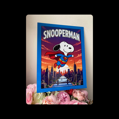 Snoopy Snooperman (Superman) Metal Bar Sign 15cm x 20cm