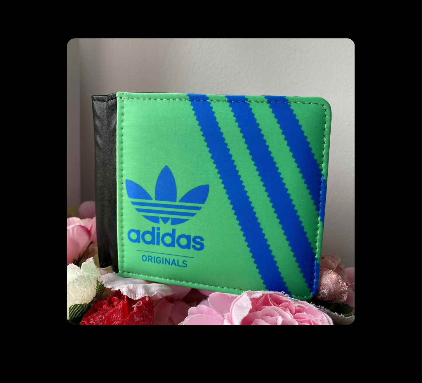 Adidas Originals Green and Blue Shoebox Style PU Material Wallet