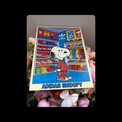 Snoopy Adidas Red Tracksuit Metal Bar Sign 15cm x 20cm