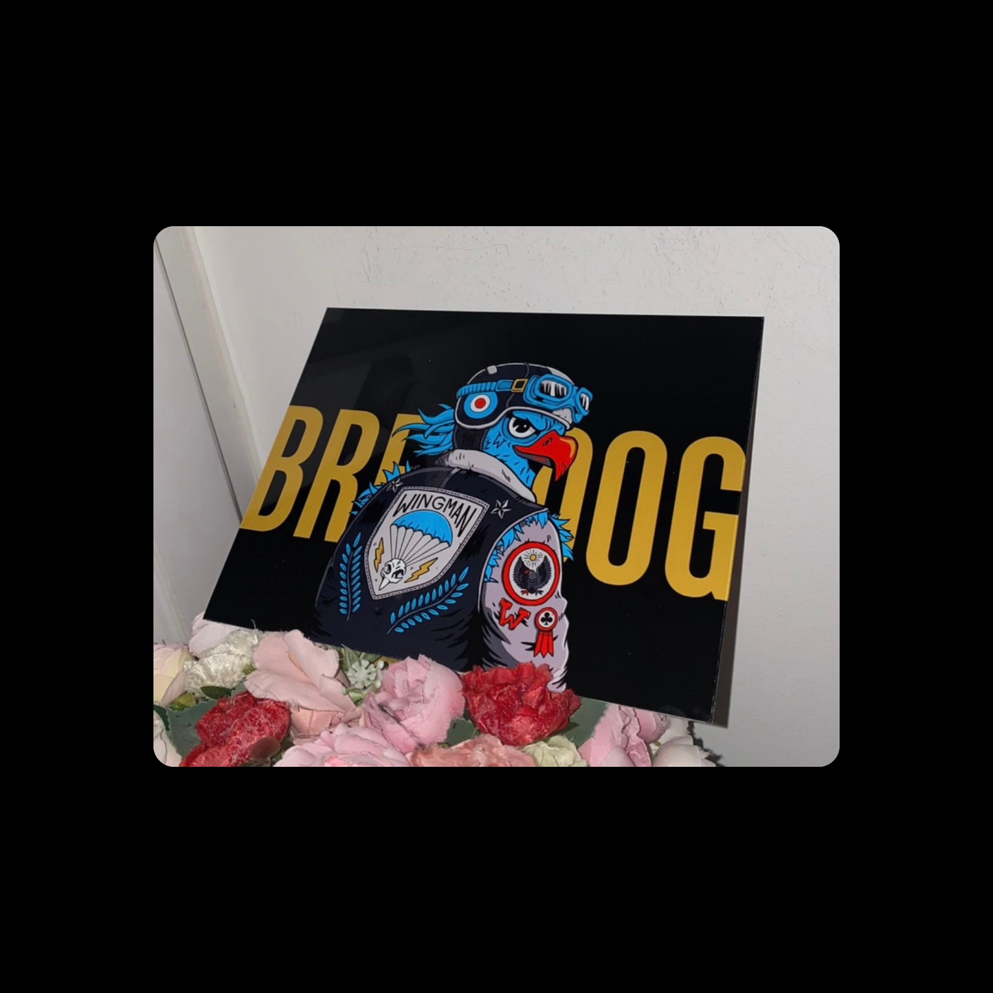 Brewdog Wingman Beer Black & Yellow Metal Sign 15cm x 20cm