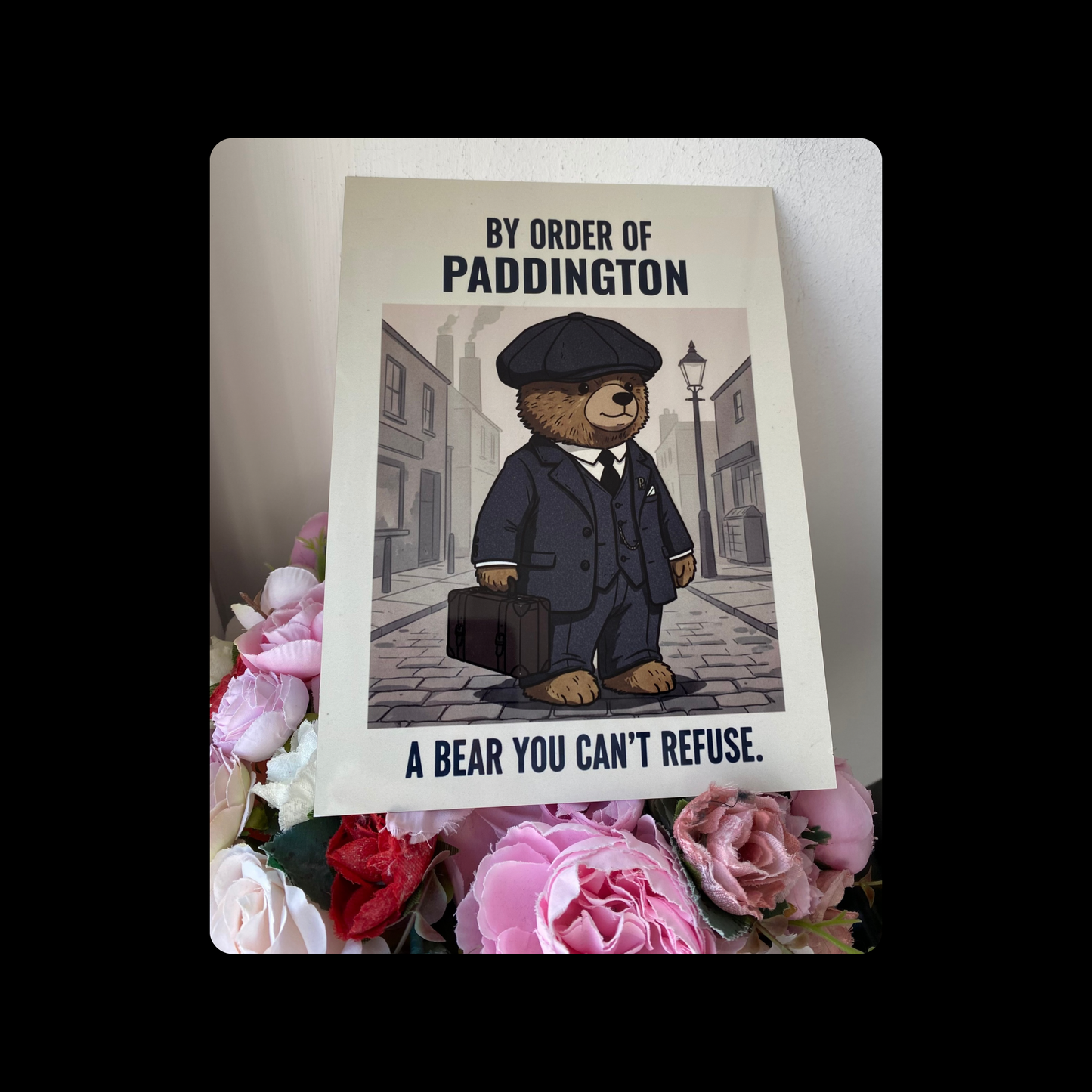Paddington Bear Peaky Blinders Metal Sign 15cm x 20cm