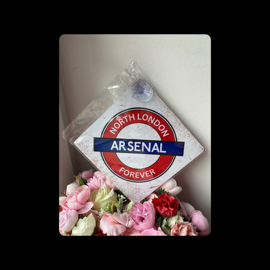 Arsenal North London Forever Tube Sign Metal Window Sign 14cm x 14cm (Includes Suction Hook)