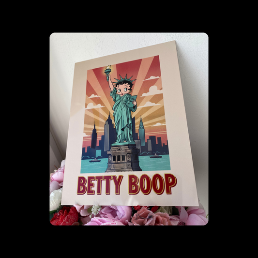 Betty Boop Statue Of Liberty Metal Bar Sign 15cm x 20cm