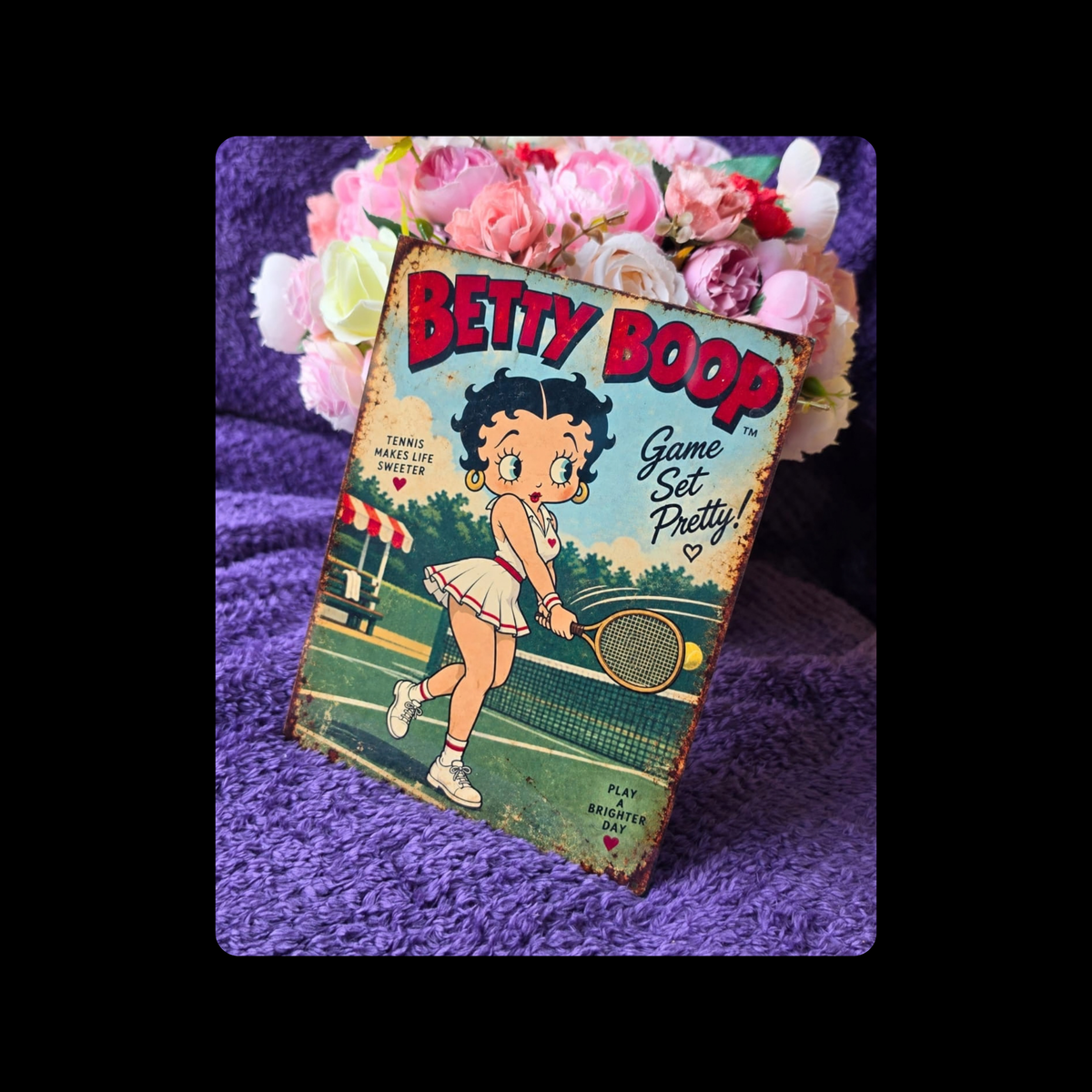 Betty Boop Tennis Metal Bar Sign 15cm x 20cm