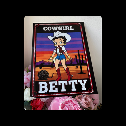 Betty Boop Cowgirl Metal Bar Sign 15cm x 20cm