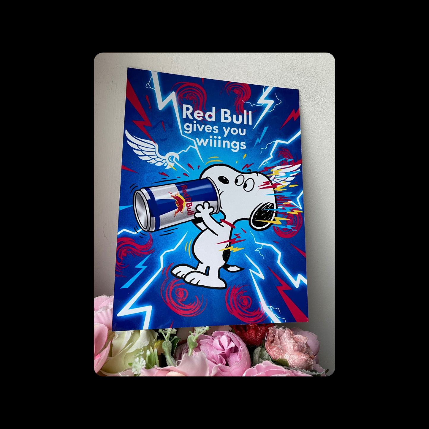 Snoopy Red Bull Metal Bar Sign 15cm x 20cm